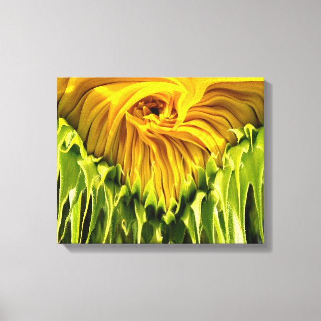 Abstraktes funky Retro Sonnenblume, ängstliche Geo Leinwanddruck (Vorderseite)