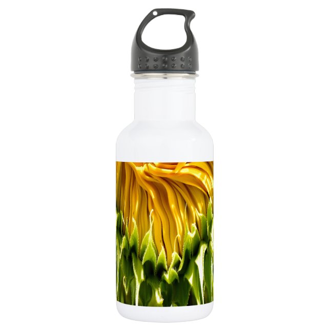 Abstraktes funky Retro Sonnenblume, ängstliche Geo Trinkflasche (Vorderseite)