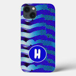 Abstraktes Funky Wave Pattern Blau, grün monogrami Case-Mate iPhone Hülle