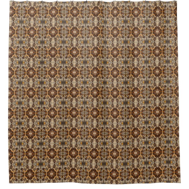 Abstraktes gefrorenes Leaf Natur Rusty Brown Duschvorhang (Vorderseite)