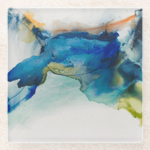 Abstraktes Gelände - Blau Glasuntersetzer