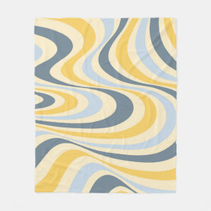 Abstraktes, gelb-blaues Swirl-Design Fleecedecke