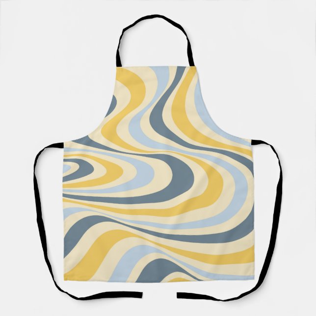 Abstraktes, gelb-blaues Swirl-Design Schürze (Vorderseite)