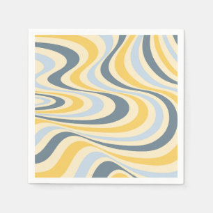 Abstraktes, gelb-blaues Swirl-Design Serviette