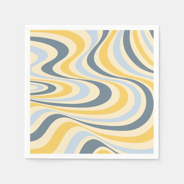 Abstraktes, gelb-blaues Swirl-Design Serviette (Vorderseite)