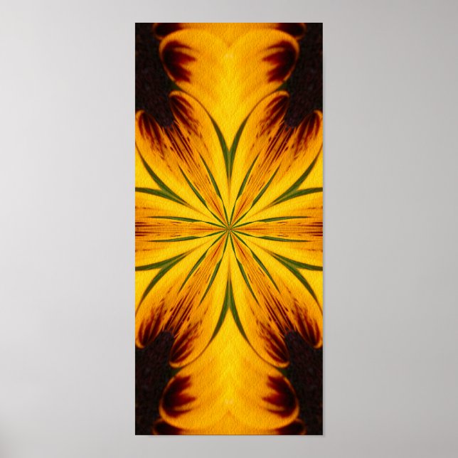 Abstraktes Gelb und Braun Kaleidoskop Kunst Poster (Vorne)