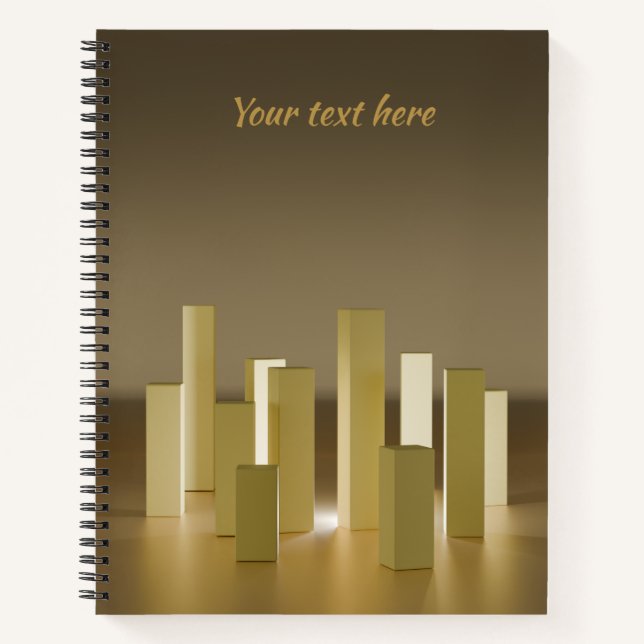 Abstraktes Gelb- und Goldturm-SpiralNotebook Notizbuch (Vorderseite)