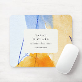 Abstraktes Gelbes blaues Wasser Kunst Mousepad