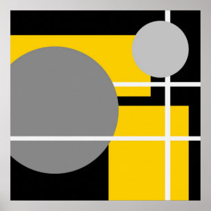 Abstraktes gelbes graues Schwarz-weißes AP0001 Poster