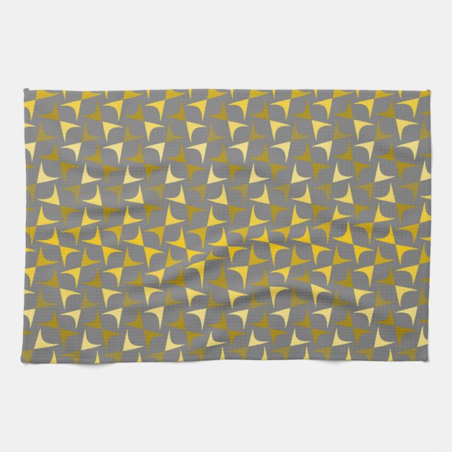 Abstraktes gelbes und graues Muster Geschirrtuch (Horizontal)