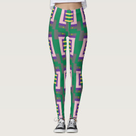 Abstraktes Gelbmuster mit Linien und Punkten Leggings