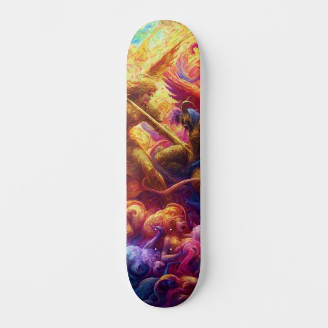 Abstraktes Gemälde im Himmelskonflikt Skateboard (Vorderseite)