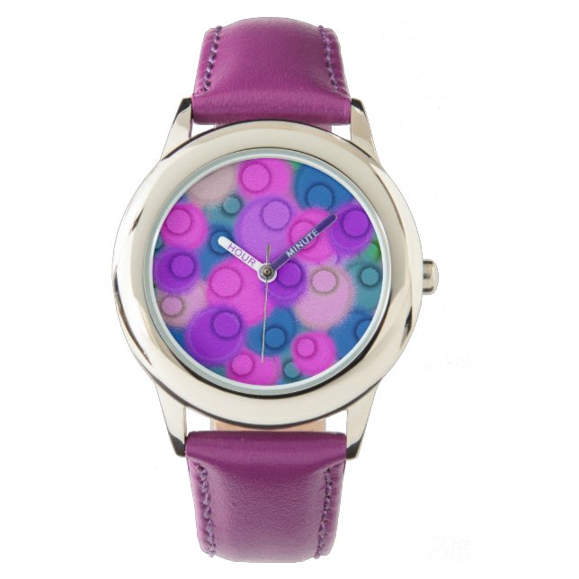 Abstraktes Gemälde in farbenfroher Sphäre Armbanduhr (Vorderseite)