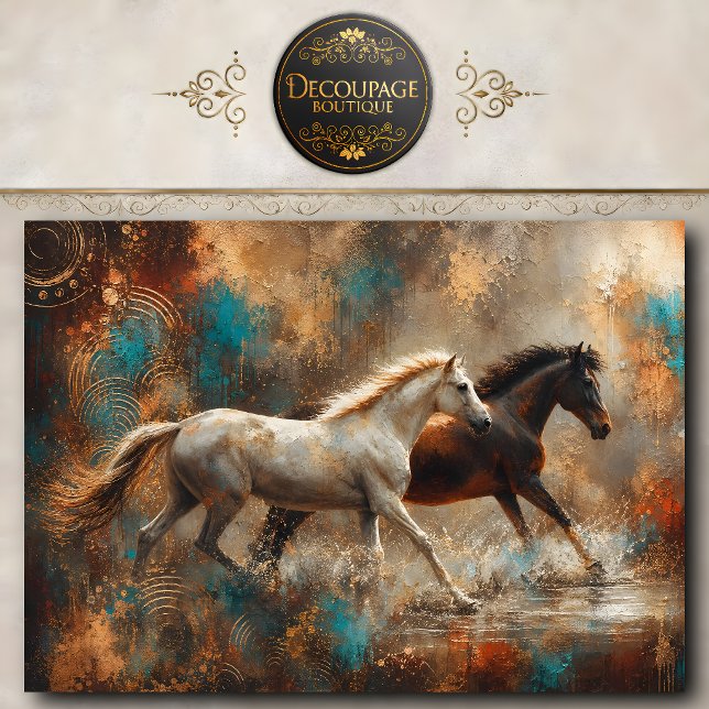 Abstraktes Gemälde laufende Pferde Seidenpapier (Running Horses Abstract Painting Tissue Paper)
