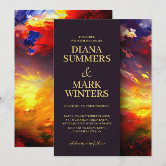 Abstraktes Gemälde mit farbenfroher Luft. Hochzeit Einladung