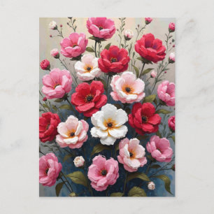 Abstraktes Gemälde stilisierter Blumen Postkarte
