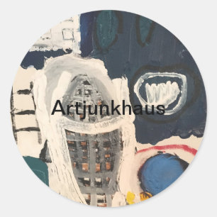 Abstraktes Gemälde von Jeff Hankamer Artjunkhaus A Runder Aufkleber