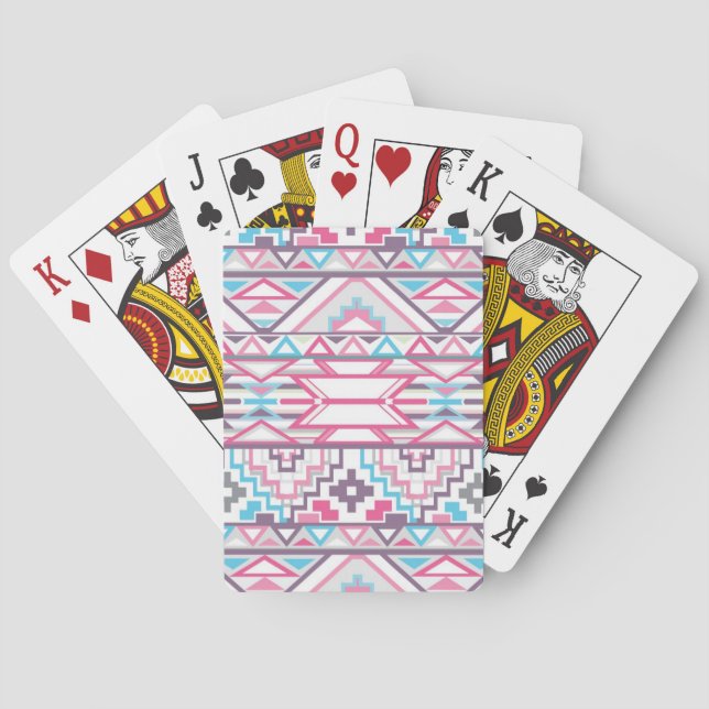 Abstraktes geometrisches Azteenmuster 3 Spielkarten (Rückseite)