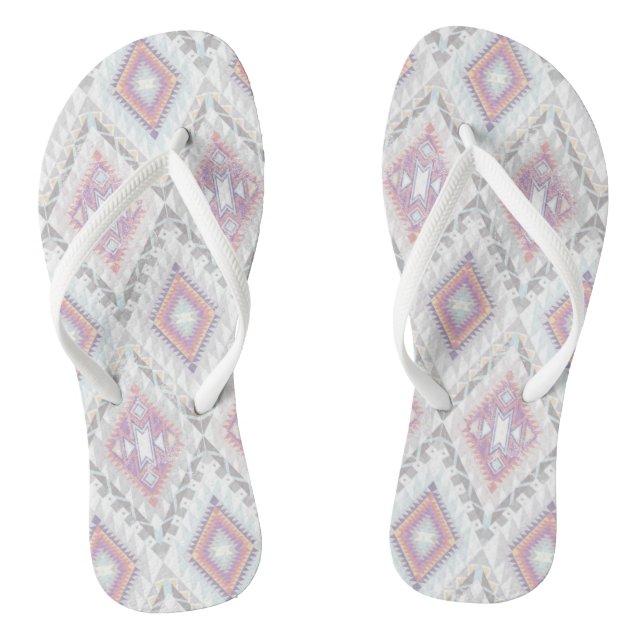 Abstraktes geometrisches Aztekenmuster Flip Flops (Fußbett)