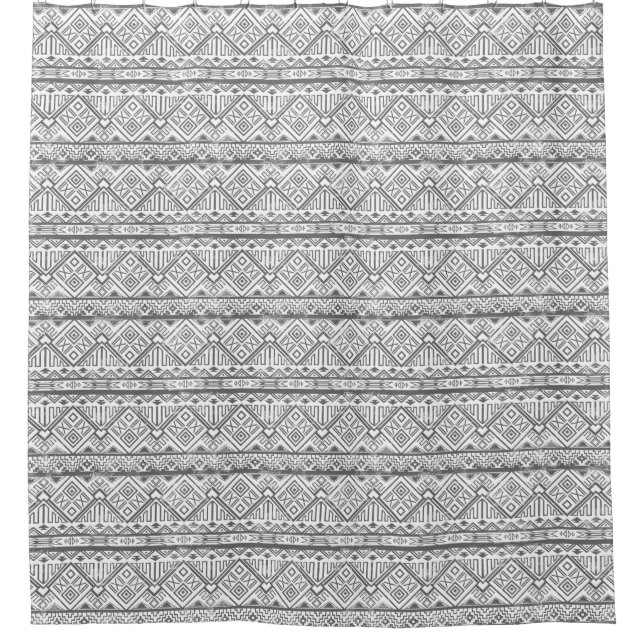 Abstraktes geometrisches aztekisches Muster 2 Duschvorhang (Vorderseite)