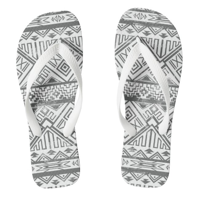 Abstraktes geometrisches aztekisches Muster 2 Flip Flops (Fußbett)