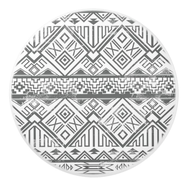 Abstraktes geometrisches aztekisches Muster 2 Keramikknauf (Vorderseite)