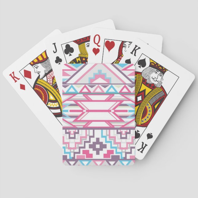 Abstraktes geometrisches aztekisches Muster 3 Spielkarten (Rückseite)