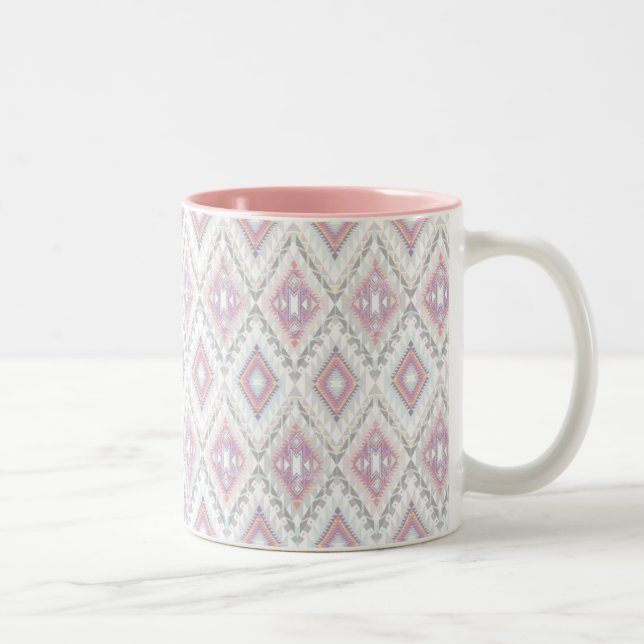 Abstraktes geometrisches aztekisches Muster Zweifarbige Tasse (Rechts)