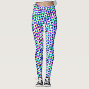 Abstraktes geometrisches blau-weißes Kreis-Pixelmu Leggings