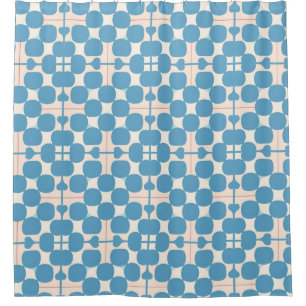 Abstraktes geometrisches blau-weißes Muster Duschvorhang