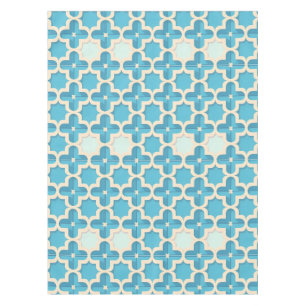 Abstraktes geometrisches blau-weißes Muster Tischdecke