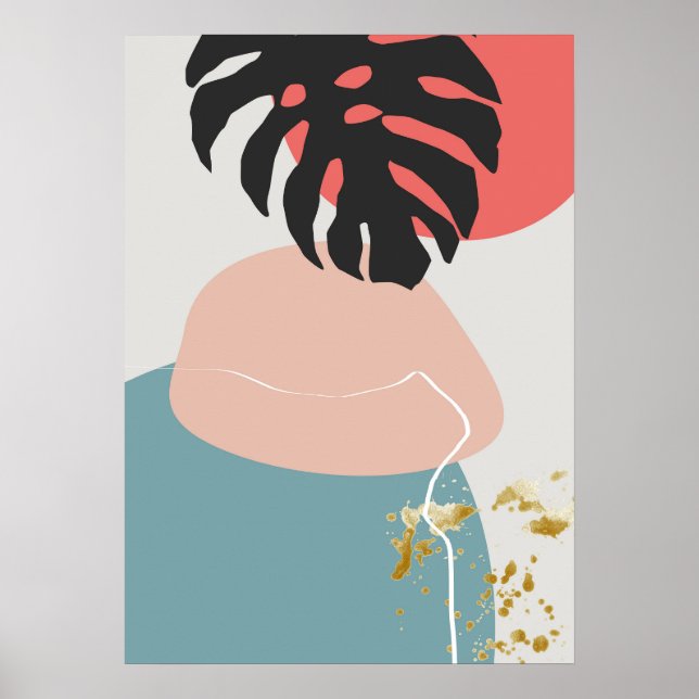 Abstraktes geometrisches Botanisches Wall-Art-Post Poster (Vorne)