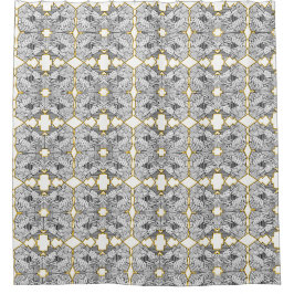 Abstraktes geometrisches Deckungs-Silber und Gold Duschvorhang