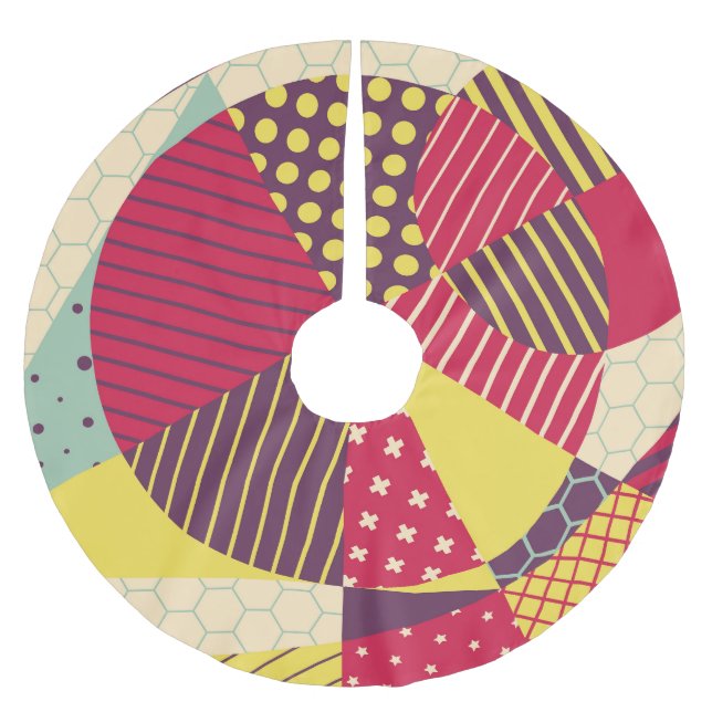 Abstraktes geometrisches Design Polyester Weihnachtsbaumdecke (Vorderseite)