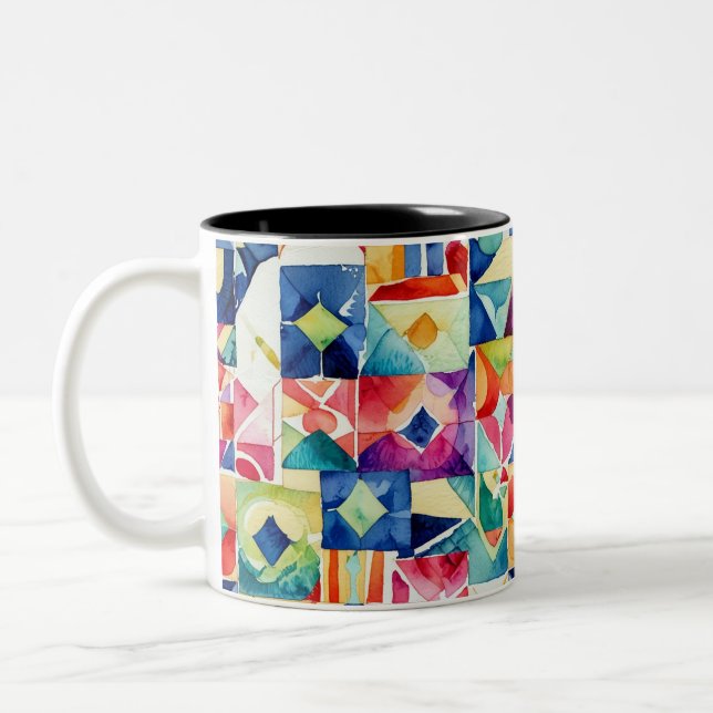 Abstraktes geometrisches Digitalmuster 17 - Kaffee Zweifarbige Tasse (Links)