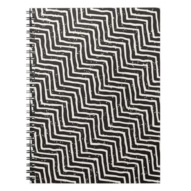 Abstraktes geometrisches Doodle: Schwarz-weißes Mu Notizblock (Vorderseite)