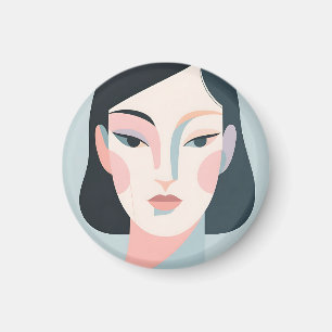 Abstraktes geometrisches Frauenporträt Minimalisti Magnet