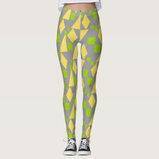 Abstraktes geometrisches, grün gelbes Muster auf G Leggings