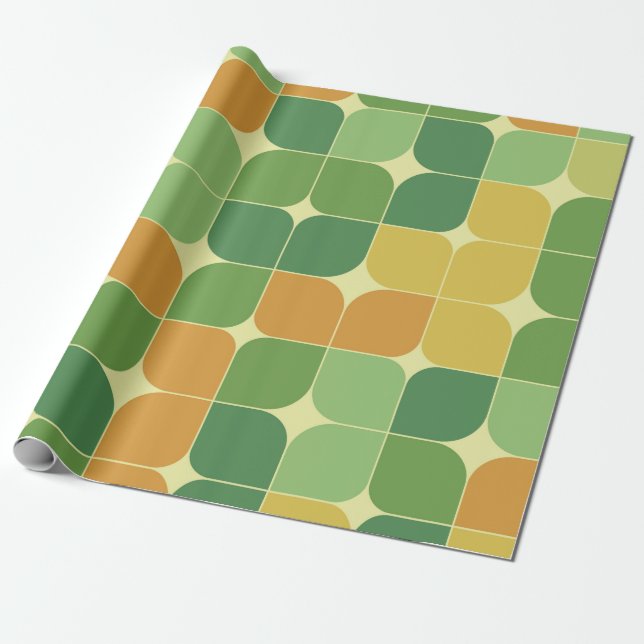 Abstraktes geometrisches grünes Orange des mittler Geschenkpapier (Ungerollt)
