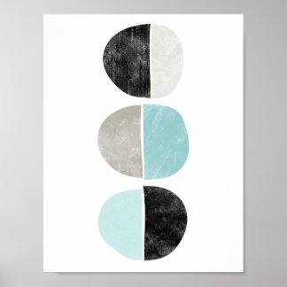 Abstraktes, geometrisches Halbkreisposter in aquam Poster