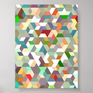 Abstraktes geometrisches isometrisches Würfelmuste Poster