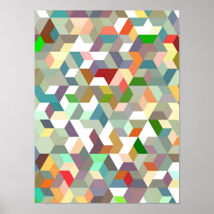 Abstraktes geometrisches isometrisches Würfelmuste Poster