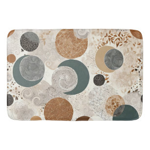 Abstraktes geometrisches Kreis-Muster neutral Boho Badematte