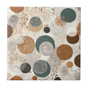 Abstraktes geometrisches Kreis-Muster Neutral Boho Fliese