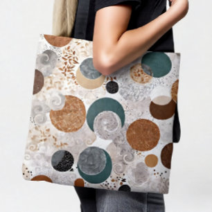 Abstraktes geometrisches Kreis-Muster neutral Boho Tasche