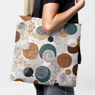 Abstraktes geometrisches Kreis-Muster neutral Boho Tasche