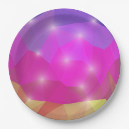Abstraktes geometrisches Kristallmosaik in Rosa Pappteller