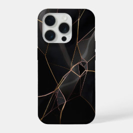 Abstraktes geometrisches Linien Roségold Schwarz D iPhone 15 Pro Hülle