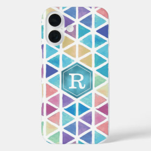 Abstraktes geometrisches Monogramm für Wasserfarbe iPhone 16 Hülle