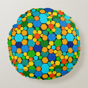 Abstraktes geometrisches Mosaikmuster Rundes Kissen